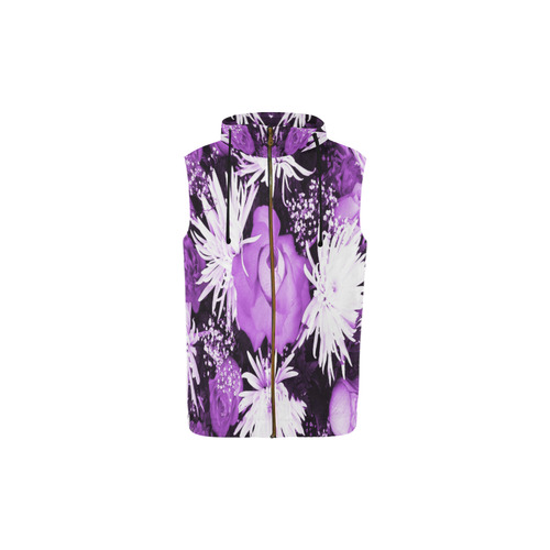 Violet Flowered Bouquet All Over Print Sleeveless Zip Up Hoodie for Kid (Model H16)