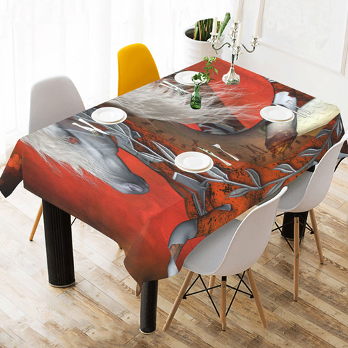 Awesome steampunk horse with wings Cotton Linen Tablecloth 60" x 90"