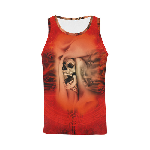 Creepy skulls on red background All Over Print Tank Top for Men (Model T43)