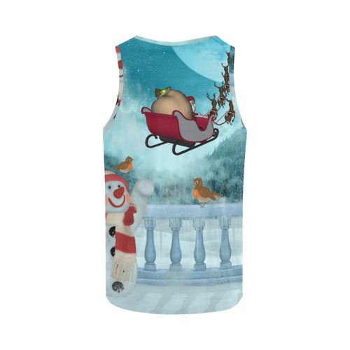Funny snowman with Santa Claus All Over Print Tank Top for Men (Model T43)