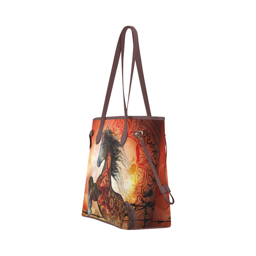 Awesome creepy horse with skulls Clover Canvas Tote Bag (Model 1661)