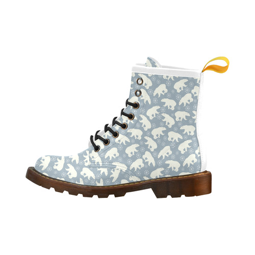 Winter Snowflakes Polar Bears Pattern High Grade PU Leather Martin Boots For Men Model 402H