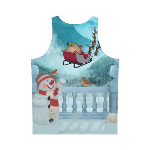 Funny snowman with Santa Claus All Over Print Tank Top for Men (Model T43)