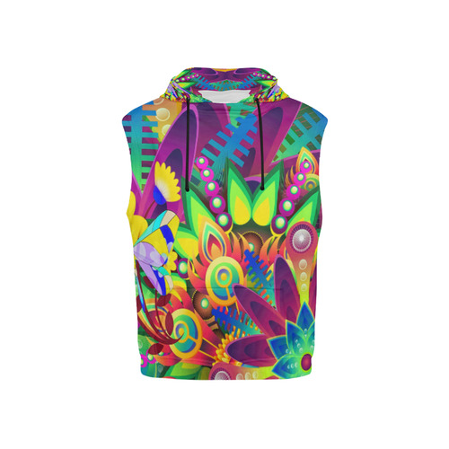 Abstract Pop Neon Fantasy All Over Print Sleeveless Hoodie for Kid (Model H15)