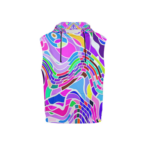 Abstract Pop Colorful Swirls All Over Print Sleeveless Hoodie for Kid (Model H15)