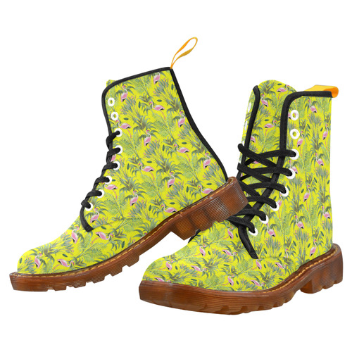 Paradise Plants and Flamingos Pattern Martin Boots For Men Model 1203H