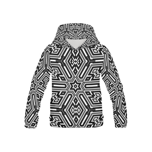 Black And White Tribal All Over Print Hoodie for Kid (USA Size) (Model H13)