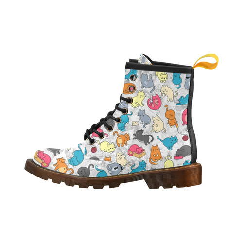 Funny Cute colorful CATS pattern High Grade PU Leather Martin Boots For Women Model 402H