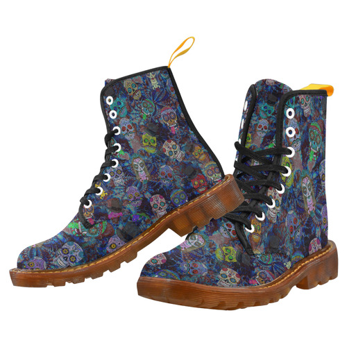 Gothic Sugar Skull Pattern II Martin Boots For Men Model 1203H