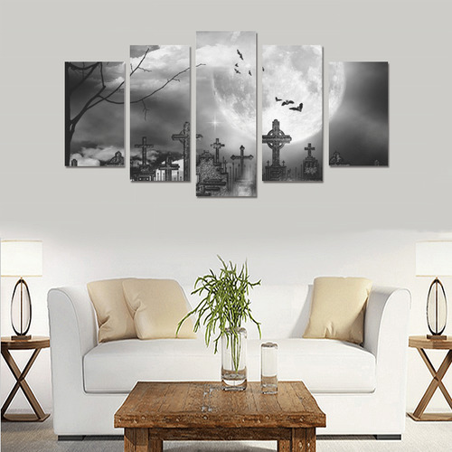 Midnight Flight Gothic Bats Art Canvas Print Sets A (No Frame)