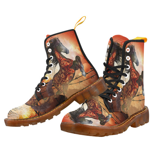 Awesome creepy horse with skulls Martin Boots For Men Model 1203H