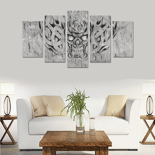 Tribal Skull Gothic Art Canvas Print Sets A (No Frame)