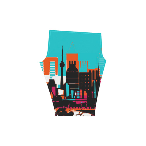 architecture skyline teal black orange Women's Low Rise Capri Leggings (Invisible Stitch) (Model L08)