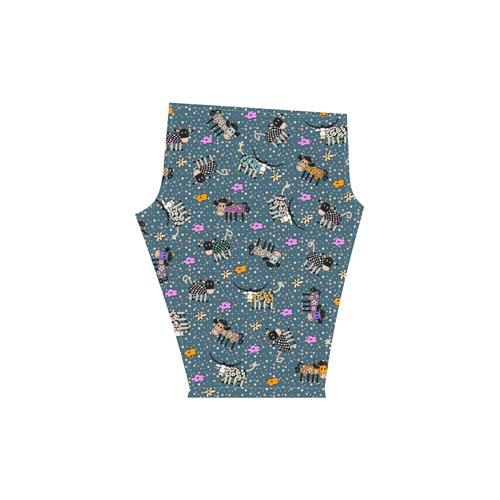 Colorfully and Funny COWS with FLOWERS Women's Low Rise Capri Leggings (Invisible Stitch) (Model L08)