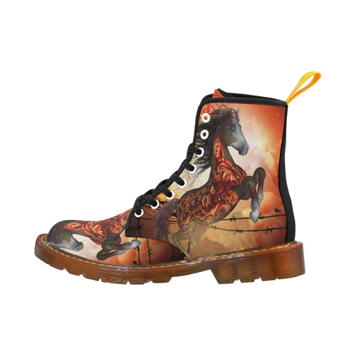 Awesome creepy horse with skulls Martin Boots For Men Model 1203H