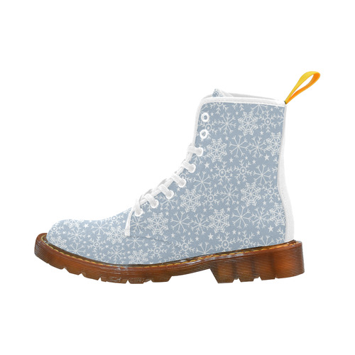 Snowflakes Stars pattern White Blue Martin Boots For Men Model 1203H
