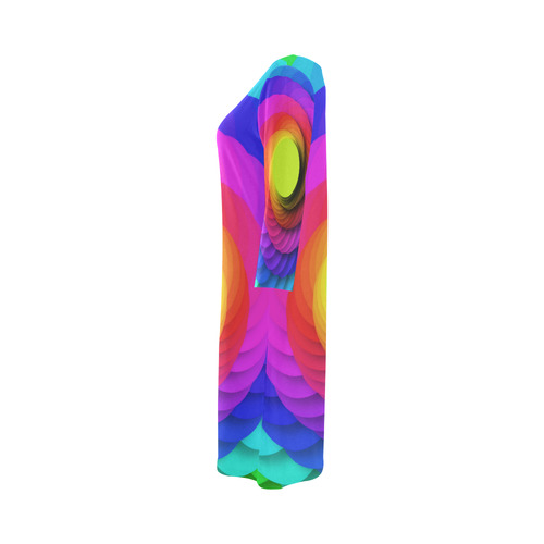 Psychodelic Spirale In Rainbow Colors Round Collar Dress (D22)