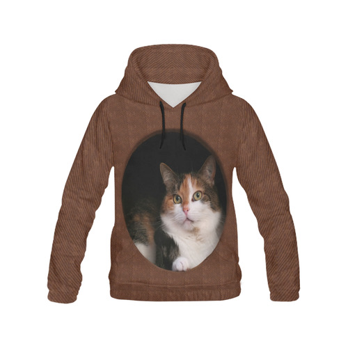 The Kitty In The Hole All Over Print Hoodie for Women (USA Size) (Model H13)