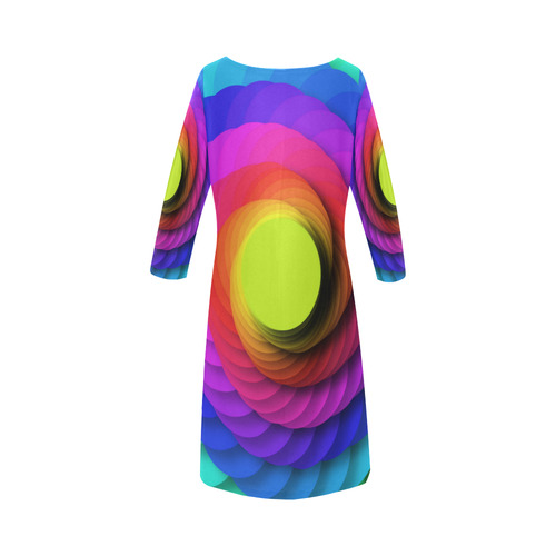 Psychodelic Spirale In Rainbow Colors Round Collar Dress (D22)