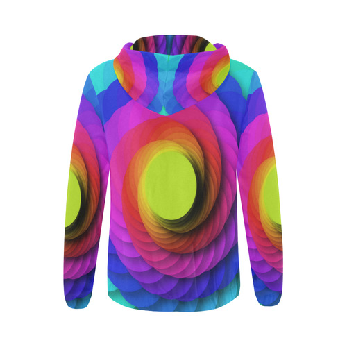 Psychodelic Spirale In Rainbow Colors All Over Print Full Zip Hoodie for Women (Model H14)