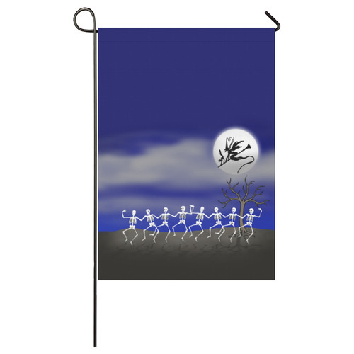Halloween Party Dancing Skeletons Garden Flag 28''x40'' （Without Flagpole）