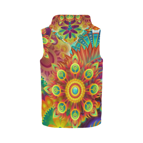 Psychedelic Mandalas All Over Print Sleeveless Zip Up Hoodie for Men (Model H16)