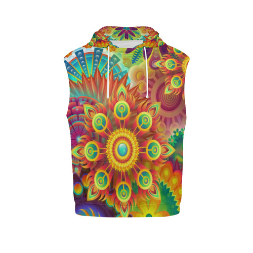 Psychedelic Mandalas All Over Print Sleeveless Hoodie for Men (Model H15)