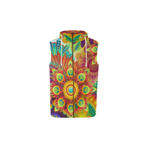 Psychedelic Mandalas All Over Print Sleeveless Zip Up Hoodie for Kid (Model H16)