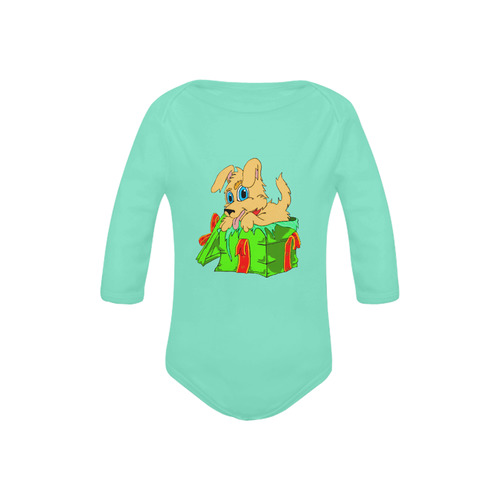 Christmas Puppy Baby Powder Organic Long Sleeve One Piece (Model T27)