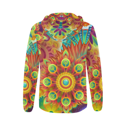 Psychedelic Mandalas All Over Print Full Zip Hoodie for Women (Model H14)