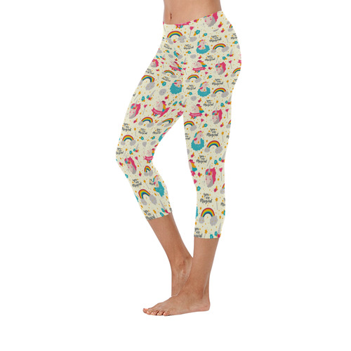 You Are Magical Unicorns Pattern Women's Low Rise Capri Leggings (Invisible Stitch) (Model L08)