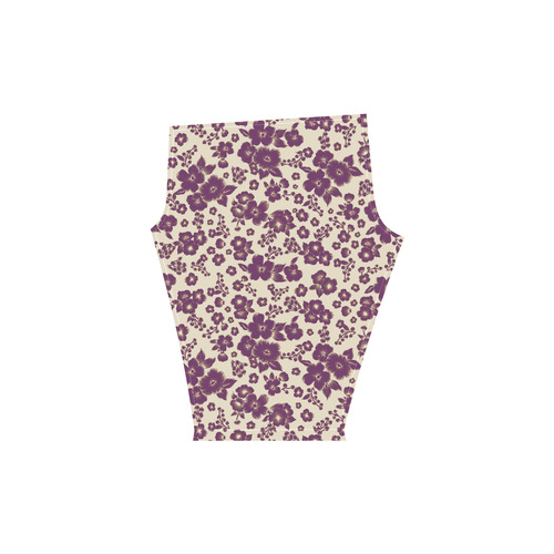 Trendy Flowers Pattern Purple Women's Low Rise Capri Leggings (Invisible Stitch) (Model L08)