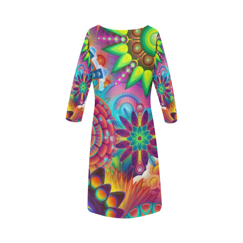 Psychedelic Mandalas Round Collar Dress (D22)