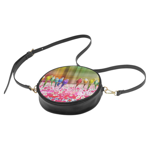 Spring Rainbow Budgies Round Sling Bag (Model 1647)