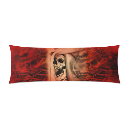 Creepy skulls on red background Custom Zippered Pillow Case 21"x60"(Two Sides)