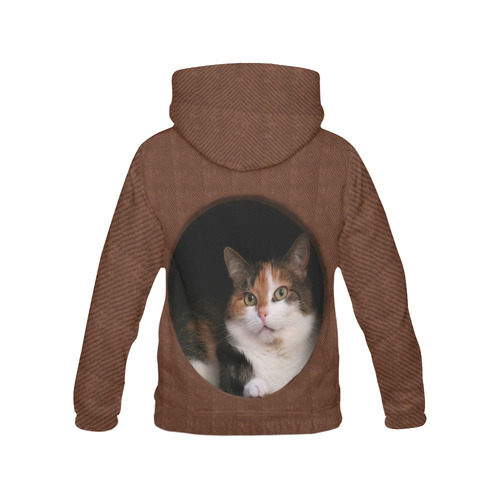 The Kitty In The Hole All Over Print Hoodie for Women (USA Size) (Model H13)