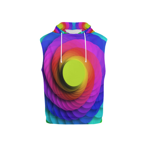 Psychodelic Spirale In Rainbow Colors All Over Print Sleeveless Hoodie for Kid (Model H15)