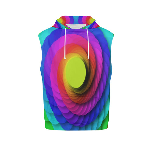 Psychodelic Spirale In Rainbow Colors All Over Print Sleeveless Hoodie for Women (Model H15)