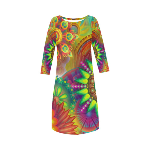 Psychedelic Mandalas Round Collar Dress (D22)