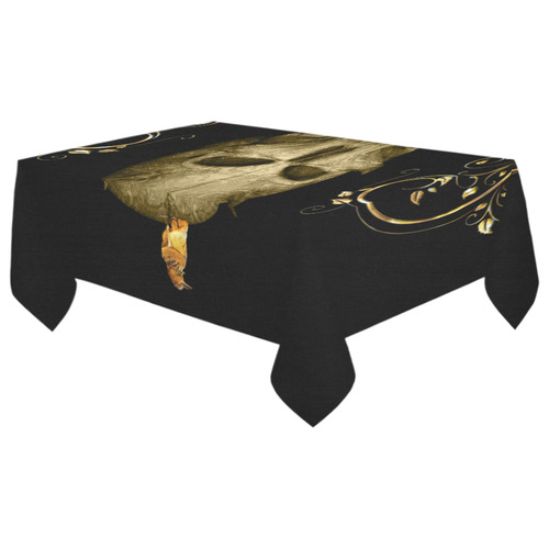 The golden skull Cotton Linen Tablecloth 60"x 104"