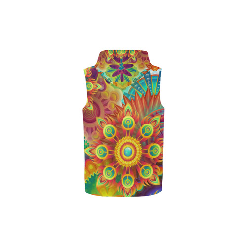 Psychedelic Mandalas All Over Print Sleeveless Zip Up Hoodie for Kid (Model H16)