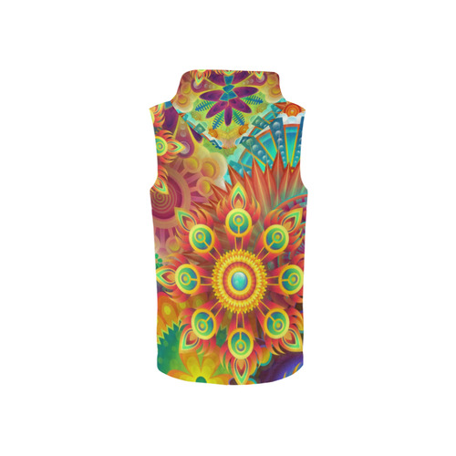 Psychedelic Mandalas All Over Print Sleeveless Zip Up Hoodie for Women (Model H16)