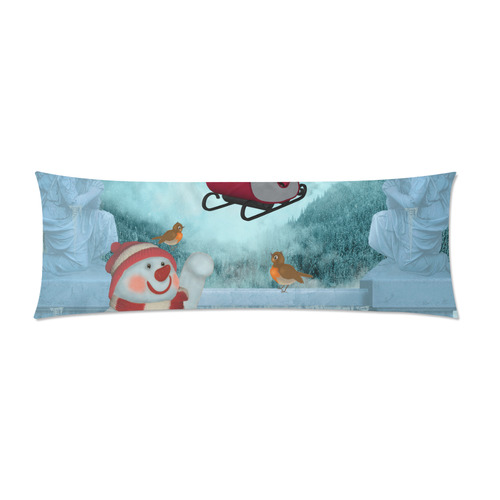 Funny snowman with Santa Claus Custom Zippered Pillow Case 21"x60"(Two Sides)