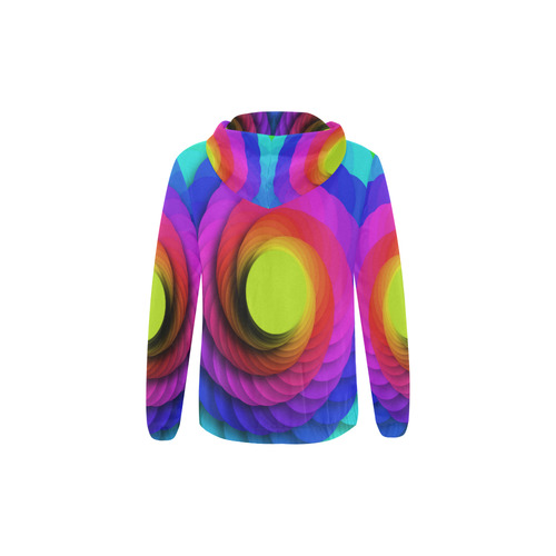 Psychodelic Spirale In Rainbow Colors All Over Print Full Zip Hoodie for Kid (Model H14)
