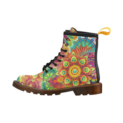 Psychedelic Mandalas High Grade PU Leather Martin Boots For Women Model 402H