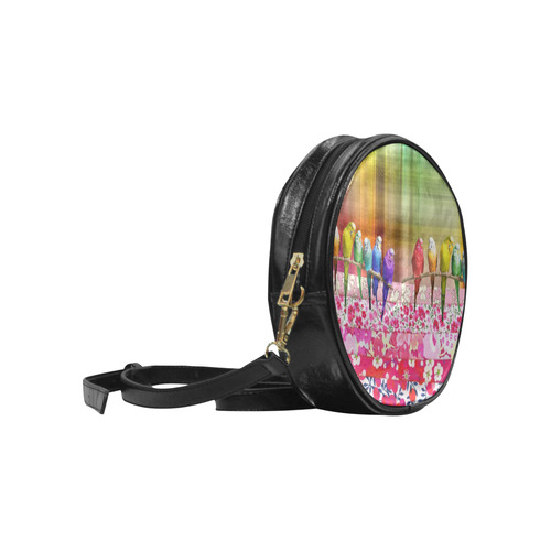 Spring Rainbow Budgies Round Sling Bag (Model 1647)