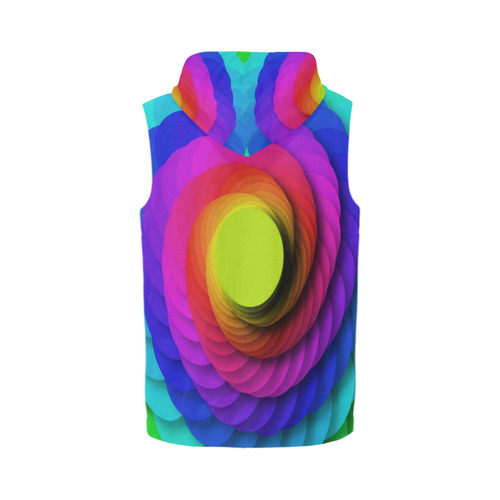 Psychodelic Spirale In Rainbow Colors All Over Print Sleeveless Zip Up Hoodie for Men (Model H16)