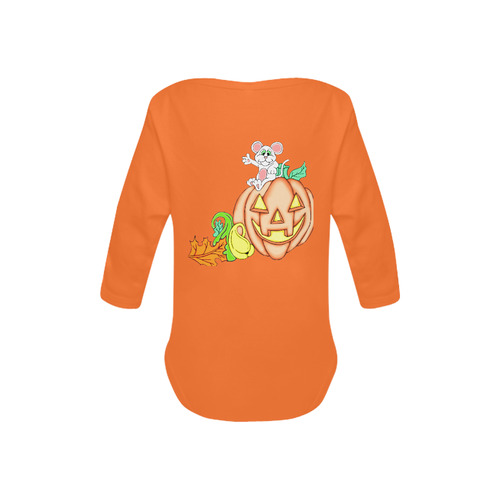 Cute Mouse Halloween Punpkin Baby Powder Organic Long Sleeve One Piece (Model T27)