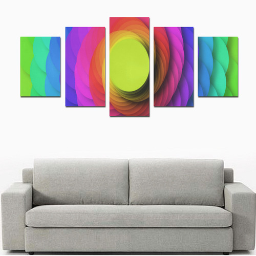 Psychodelic Spirale In Rainbow Colors Canvas Print Sets D (No Frame)