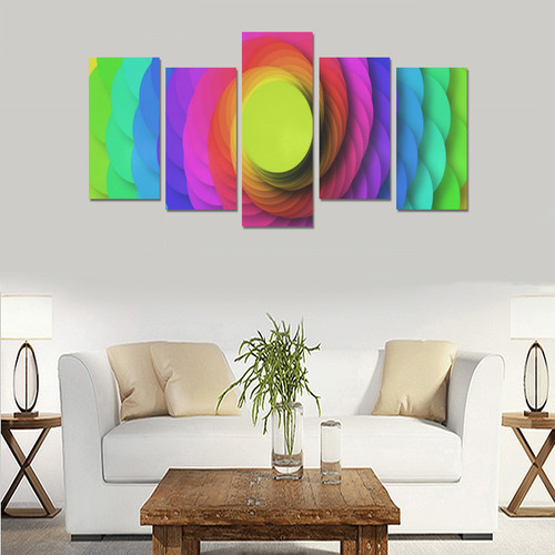 Psychodelic Spirale In Rainbow Colors Canvas Print Sets E (No Frame)